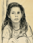 Cristbal Hall. Retrato de Alicia. Tinta sobre papel. 45 x 34 cm