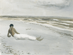 Cernuda en la playa. 1934. Gouache/papel. 22 x 30 cm.